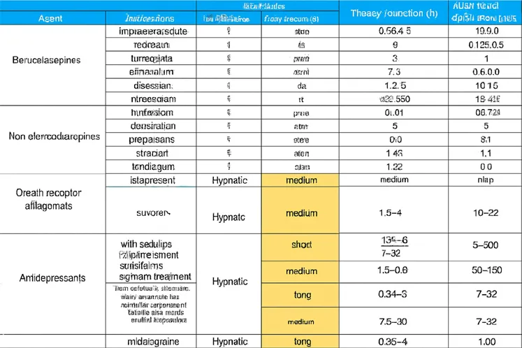 insomnia medications chart