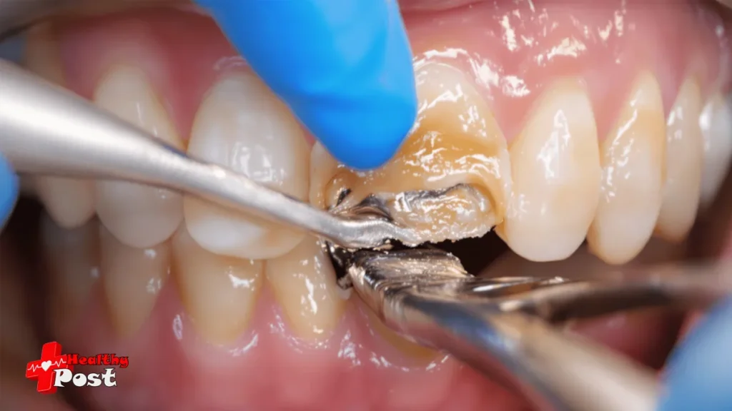 5 Powerful Ways to Remove a Calculus Bridge and Restore Your Dental Health A close-up of a professional dental ultrasonic scaler tool and a mirror resting next to an educational tooth model to demonstrate how to remove a calculus bridge.