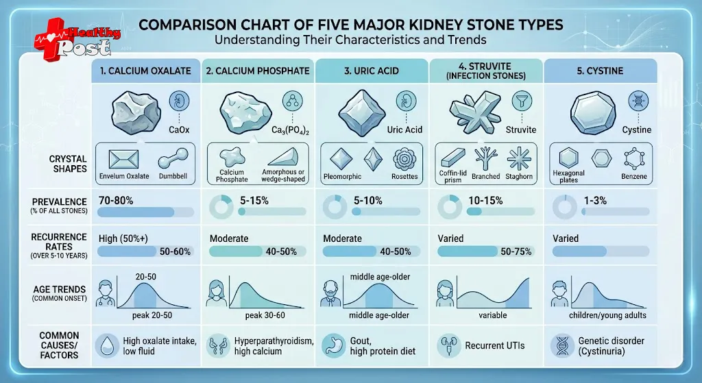 types of kidney stones chart