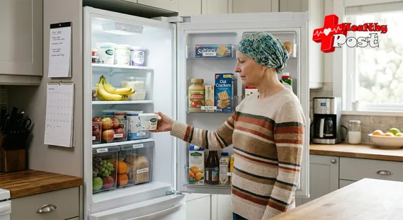 Cancer patient choosing low-odor cold foods for chemotherapy-related nausea