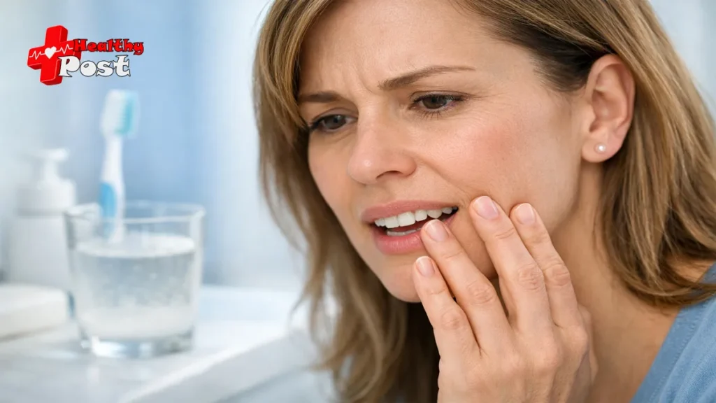 How to Fix a Loose Tooth: Causes, Home Care, and When to See a Dentist Adult checking a loose front tooth in the mirror with toothbrush and saltwater nearby