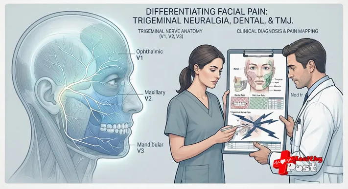 Trigeminal nerve branches compared with dental pain and jaw pain causes of facial discomfort