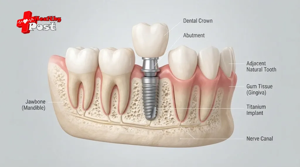 What Is an Endosteal Implant? Procedure, Benefits, and Recovery Endosteal dental implant anchored inside the jawbone beneath a natural-looking crown