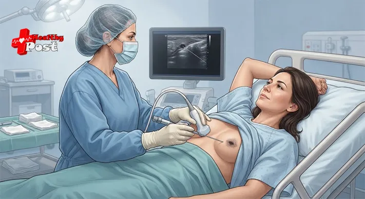 Ultrasound-guided needle biopsy of a breast nodule (Breast nodule on ultrasound)