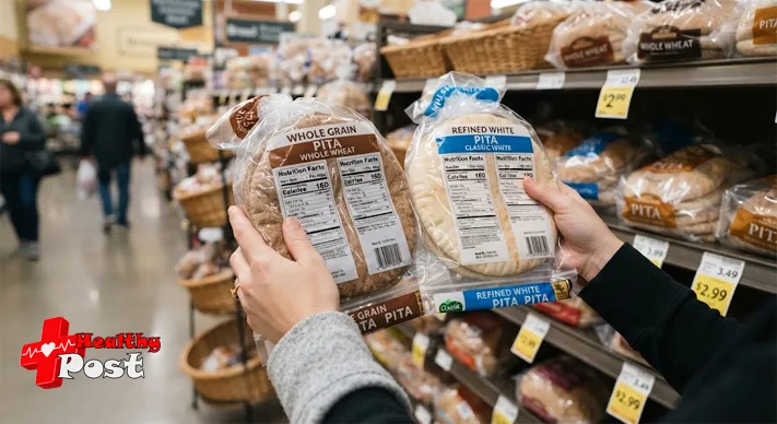 Is Pita Bread Healthy? Nutrition Facts, Weight Loss & Best Choices 3 Comparing whole-wheat and refined pita bread packages in a supermarket