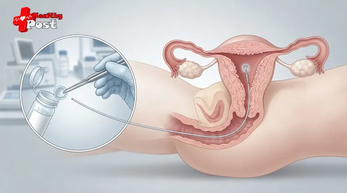 What Is a Frozen Embryo Transfer (FET)? Process, Preparation & Risks 2 Medical illustration showing a frozen embryo being transferred into the uterus through a catheter