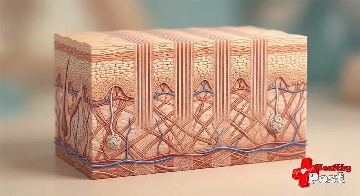 Cross-section diagram of skin showing narrow columns of laser-treated tissue separated by areas of untouched skin